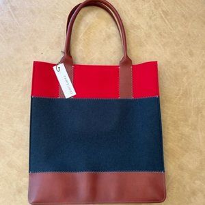 GRAF LANTZ WOOL FELT JAUNT TOTE IN RED & NAVY BLUE NWT